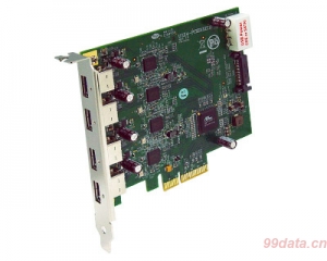 久诚U3X4-PCIE4XE111 PCI Express x4 2.0转4口USB3.0扩展转接卡，支持UASP