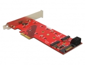 DELOCK 89394 2个SATA+1个PCI-E M.2 NGFF SSD转PCIe×4 3.0转接卡