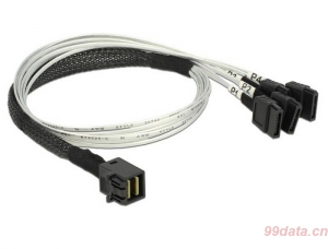 DELOCK 83392 Mini SAS HD SFF-8643 转 4 x SATA 0.5 m转接线