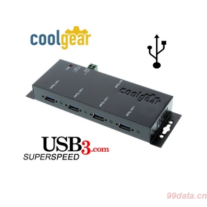 Coolgear USBG-3X4M USB3.0 4口工业级hub 金属封装标配电源适配器